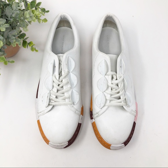 Zara Woman White Sneaker With Colorful Sole - Picture 5 of 11